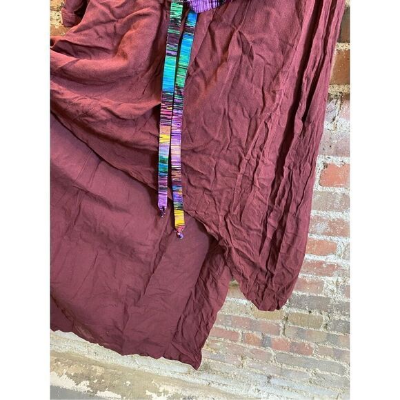 Anself Burgandy Tunic 1/4 Sleeve Colorful Sash Women’s Size M - Picture 5 of 10
